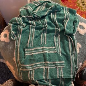 Sweet Claire Green and White Striped Swim Coverup